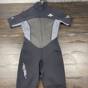 HO Sports GlideSkin Wetsuit Women's 10 Shorty Black Gray Utility Trunk Pocket